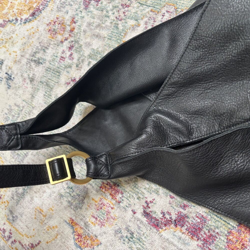 Tom (Large) Black Shoulder Hobo Bag with Gold Stud Accents - Picture 6 of 12